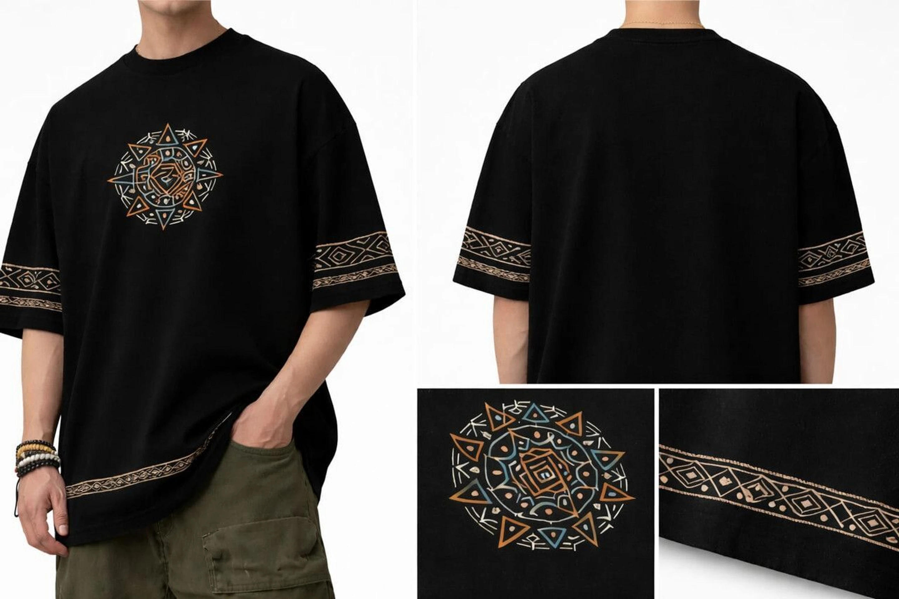 Larren Devis Men Printed Round Neck Cotton Blend Black T-Shirt