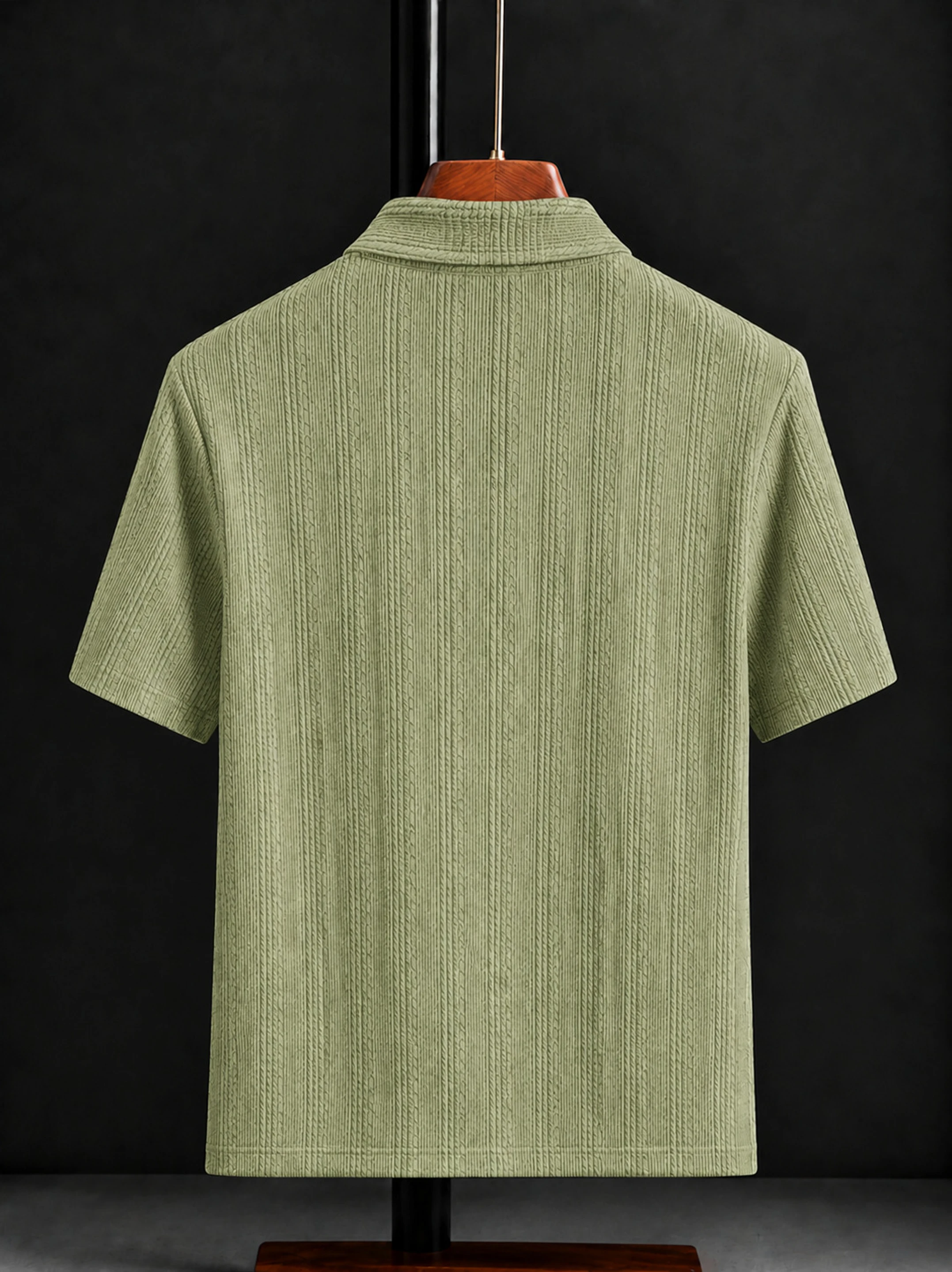 Men Self Design Polo Neck Polycotton Light Green T-Shirt