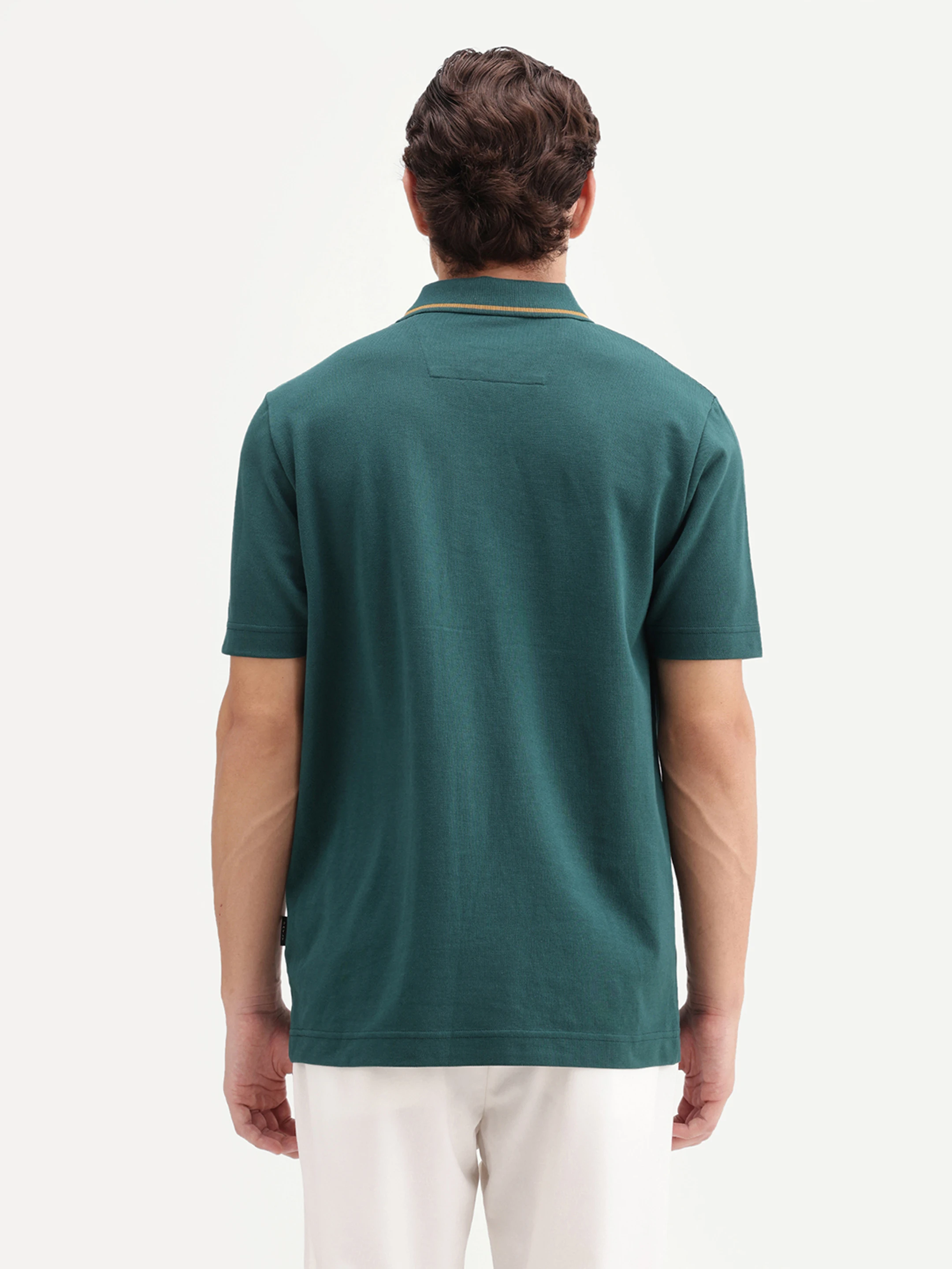 Men Solid Polo Neck Cotton Blend Green T-Shirt