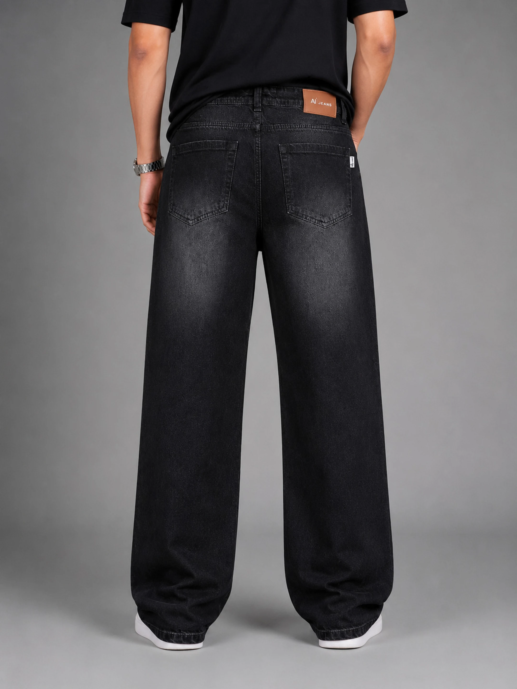 Straight Fit Mid Rise Black Jeans