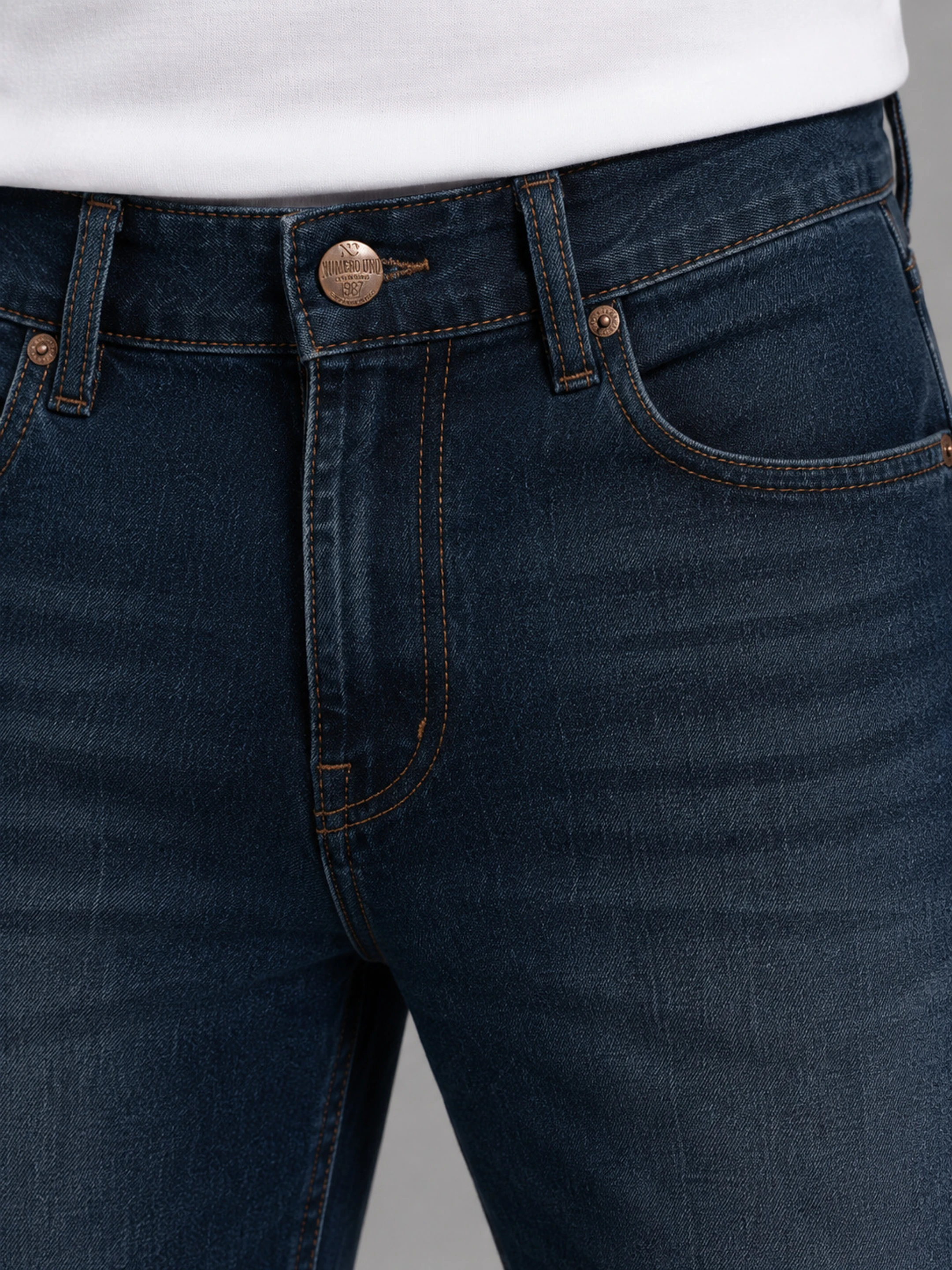 Men Regular Mid Rise Blue Jeans