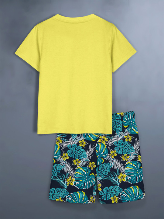 Boys Printed T-Shirt With Shorts