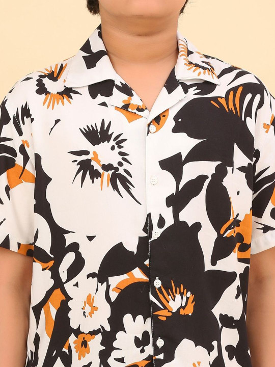 Boys Tropical Printed Shirt With Shorts Cotton Clothing Set