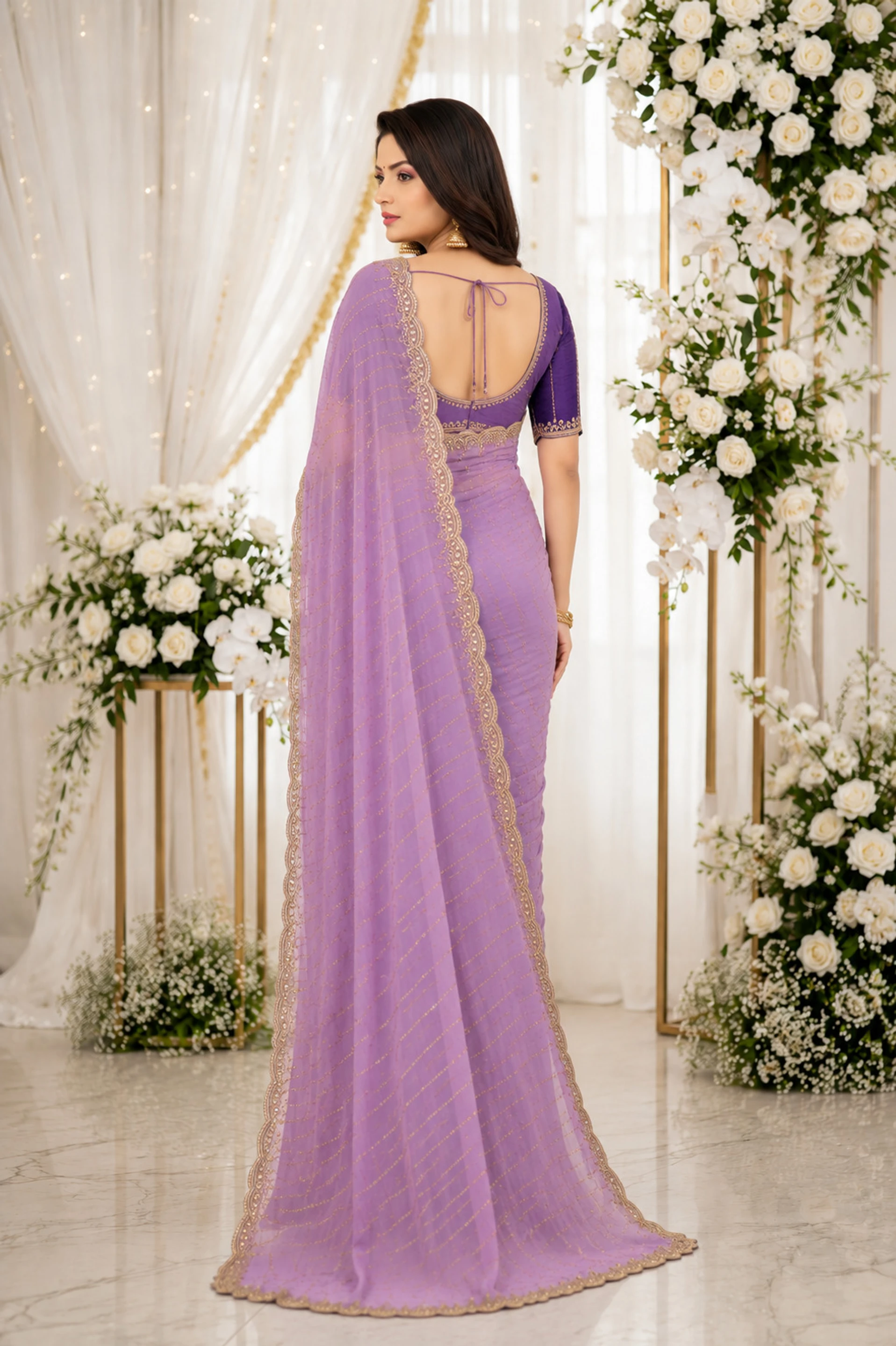 Fashion Day Printed Bollywood Georgette Saree (Purple)