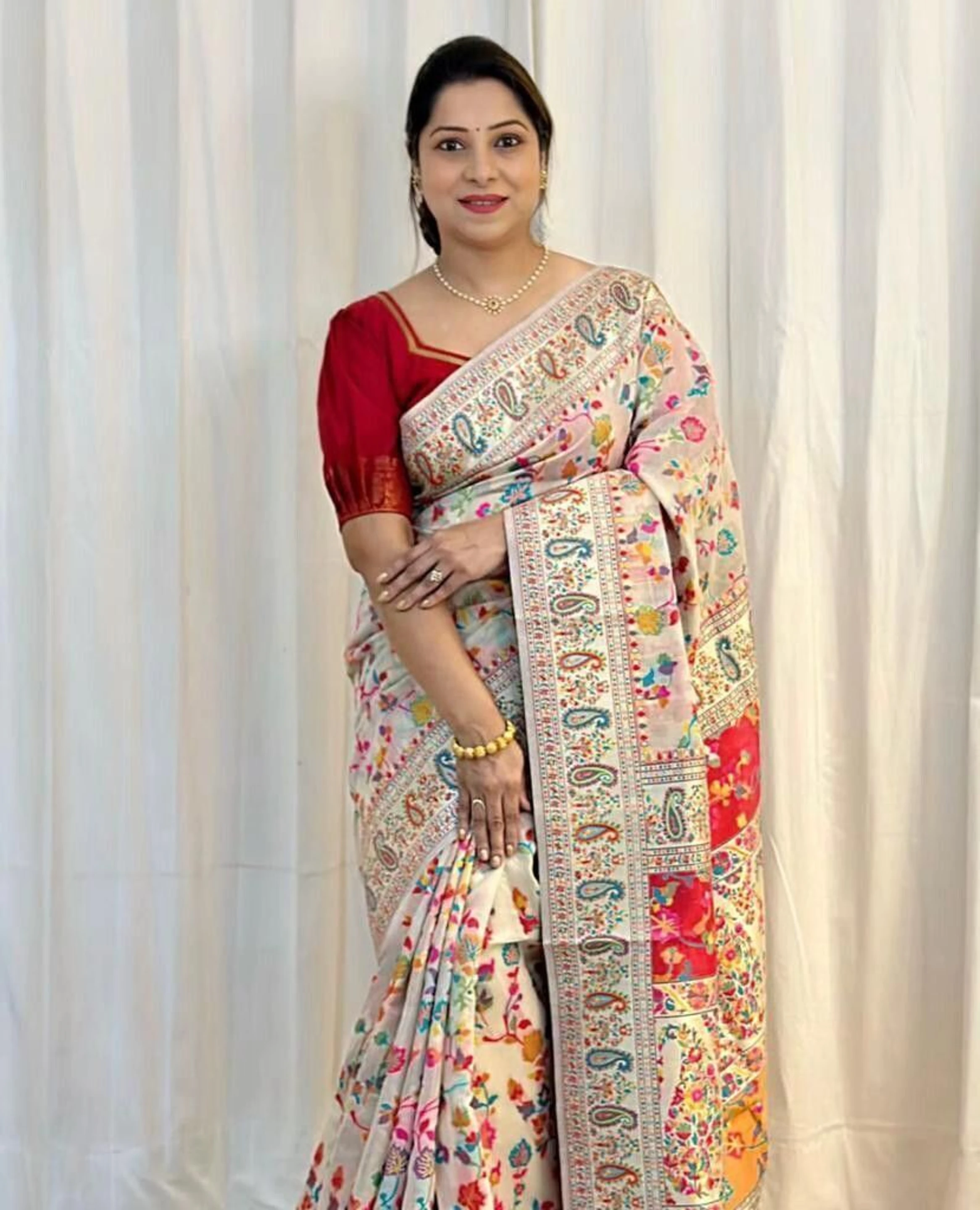 Woven Kanjivaram Pure Cotton Saree (Beige)