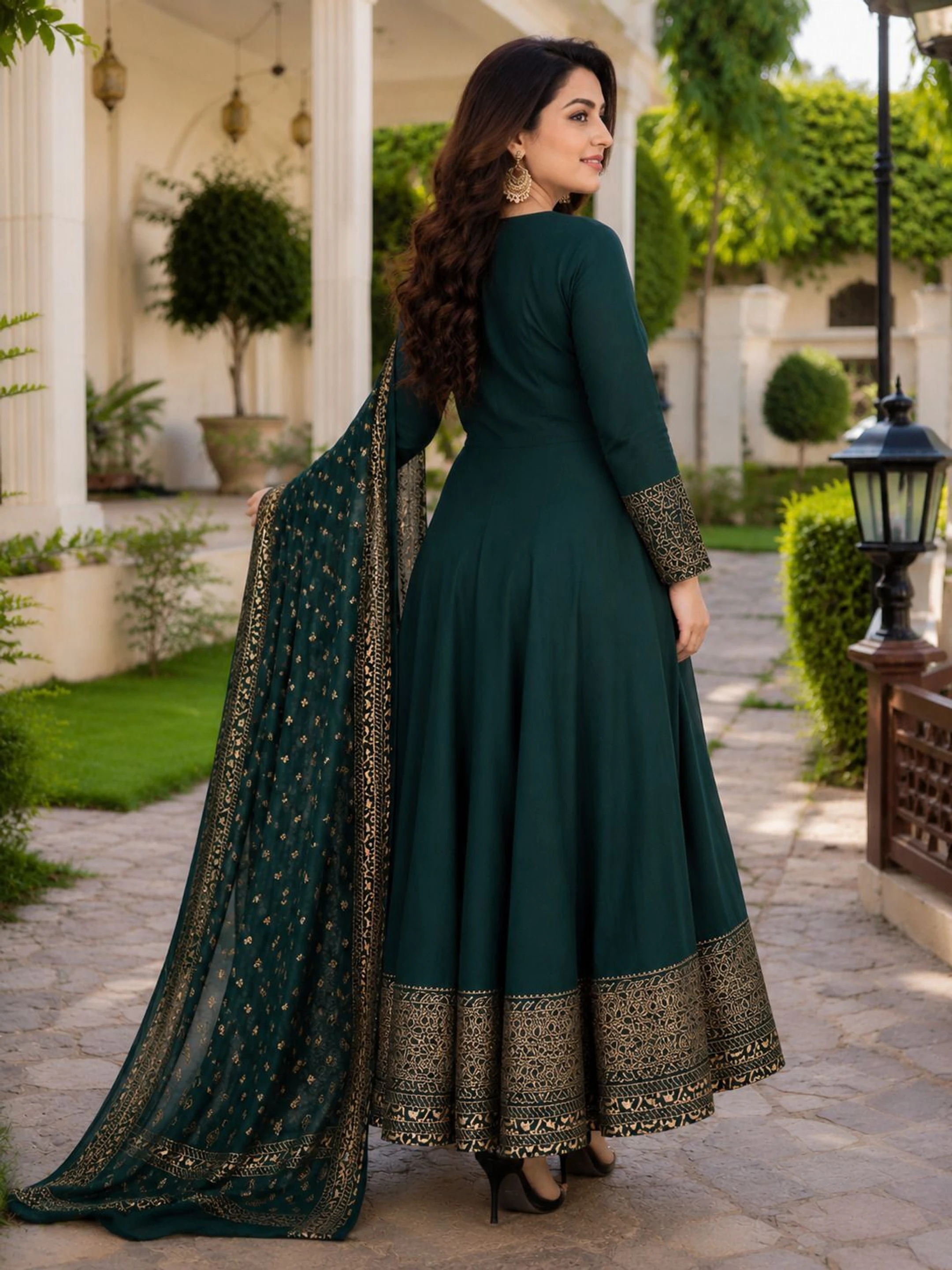 Women Fit and Flare Green Maxi/Full Length Dress
