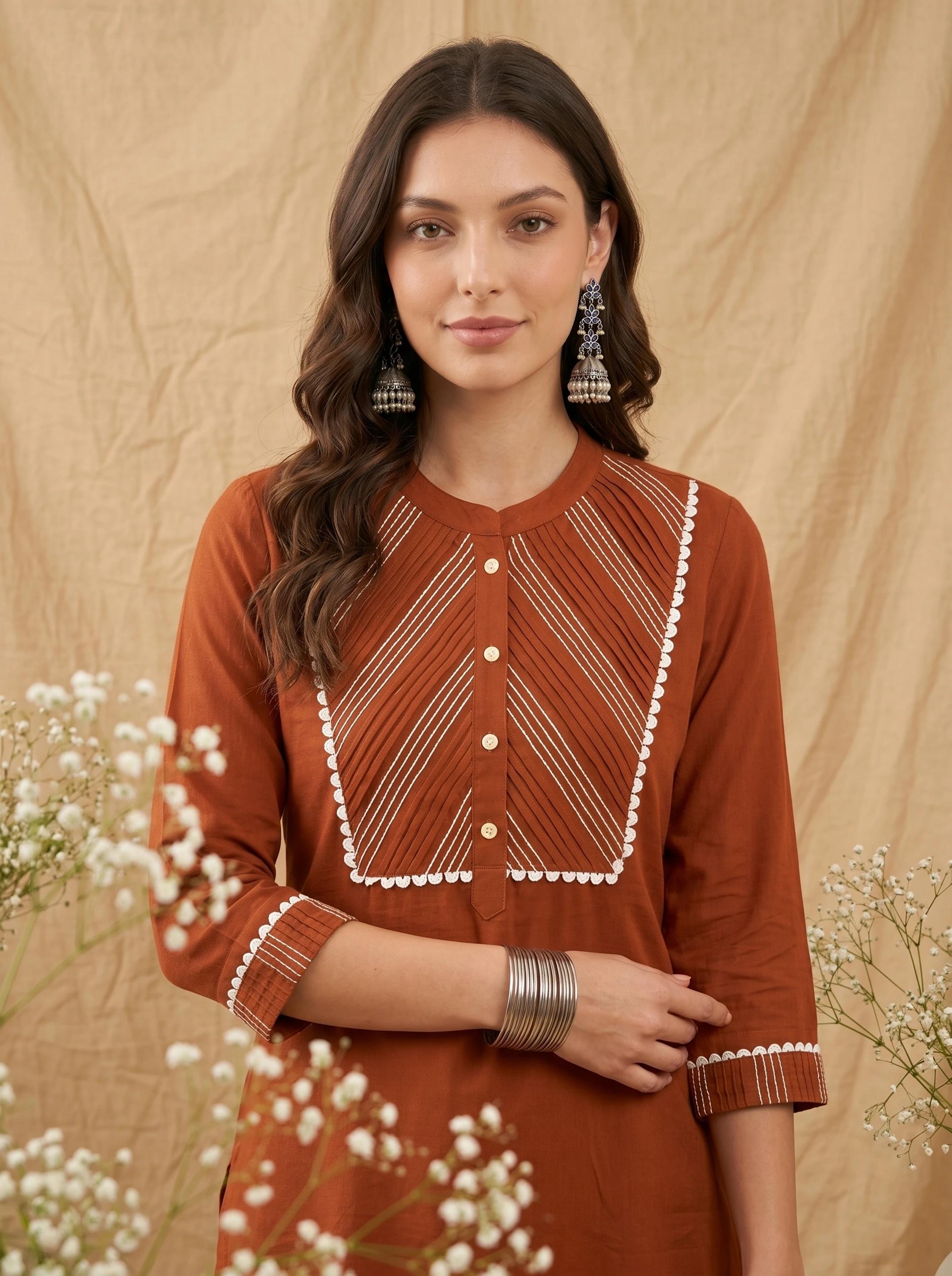 Ethnic Dress Orange Above Knee/Mid Thigh Length Dress