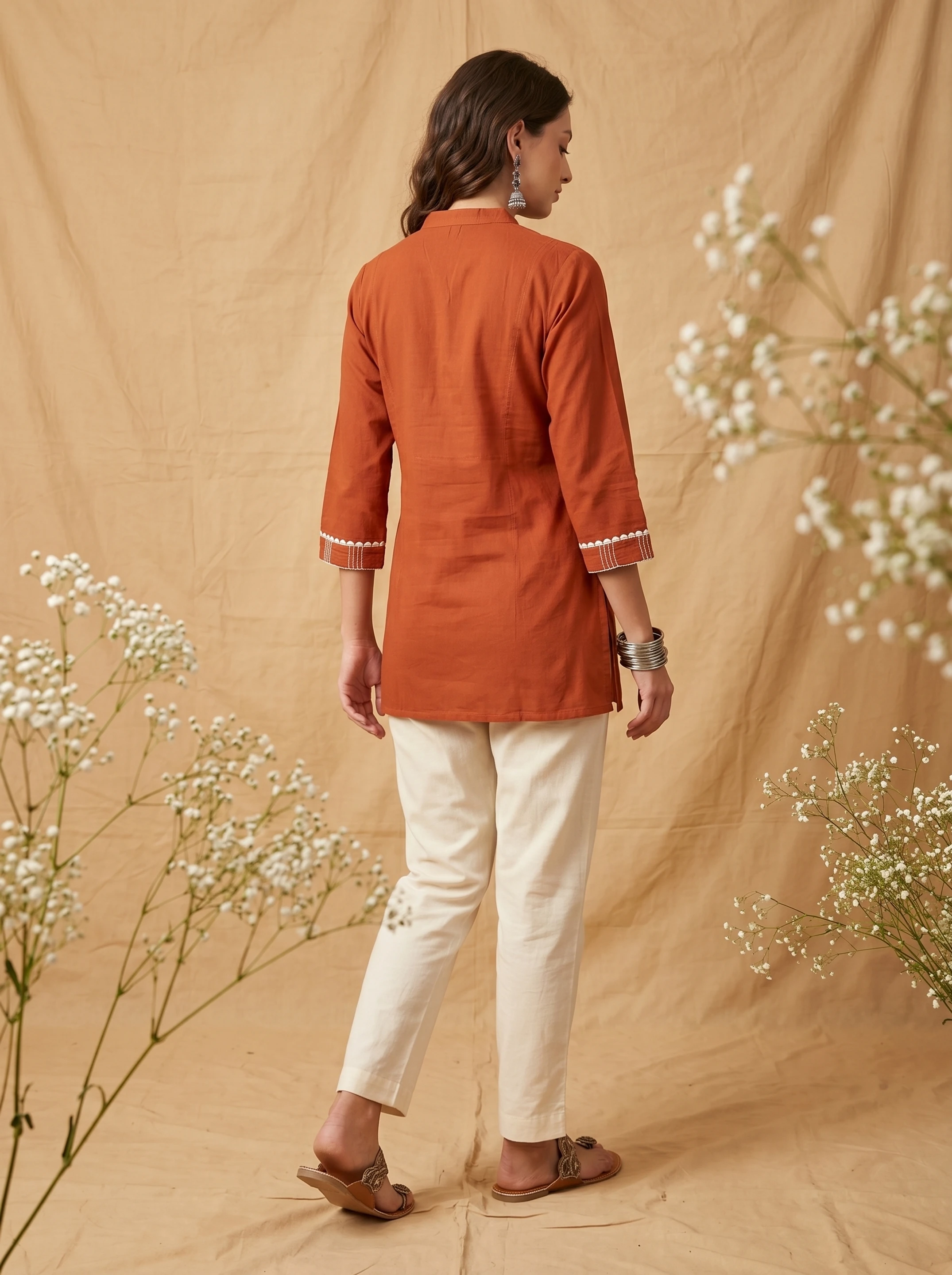 Ethnic Dress Orange Above Knee/Mid Thigh Length Dress