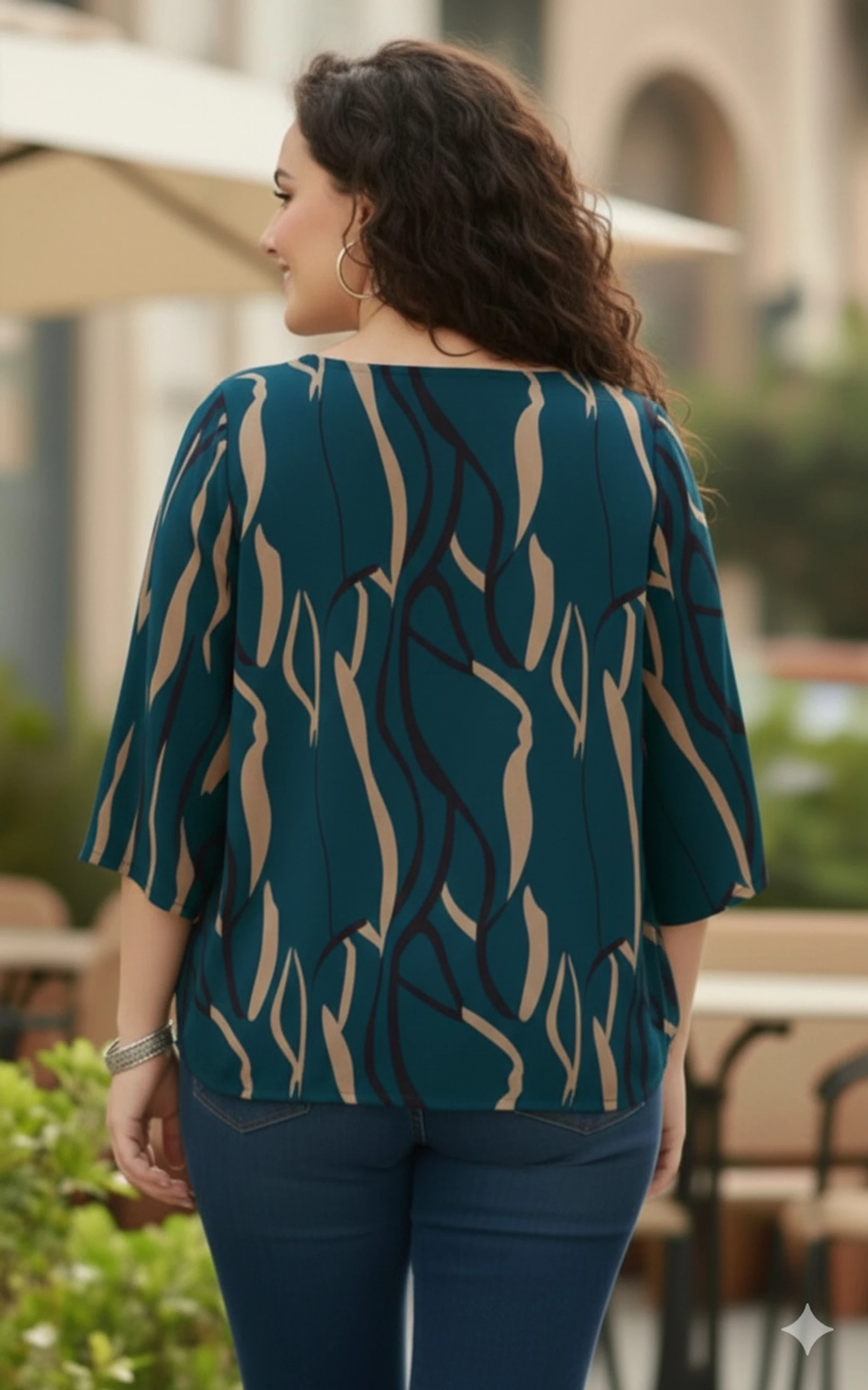 Casual Regular Sleeves Printed Women Blue Top