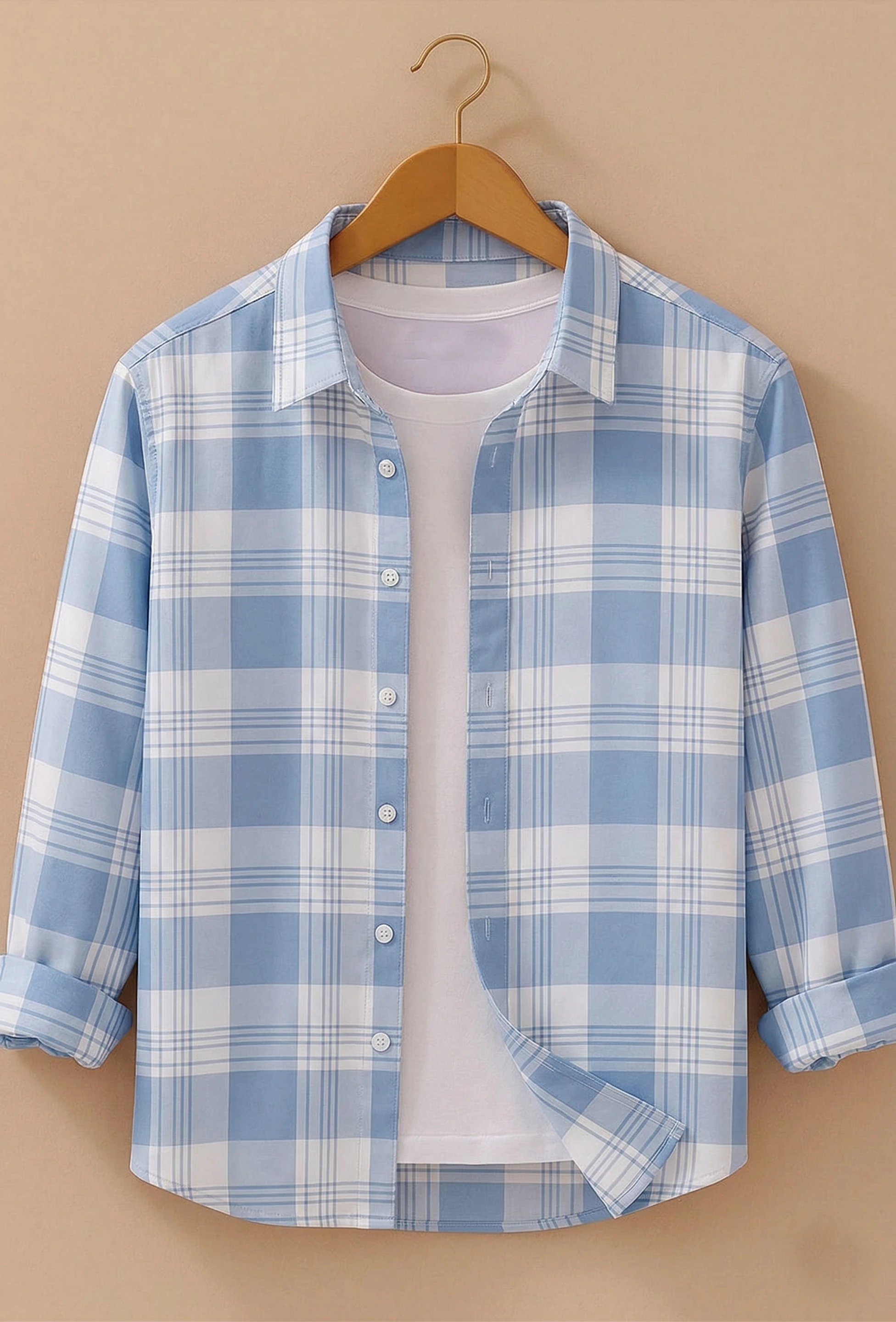 Men Slim Fit Checkered Spread Collar Casual Shirt