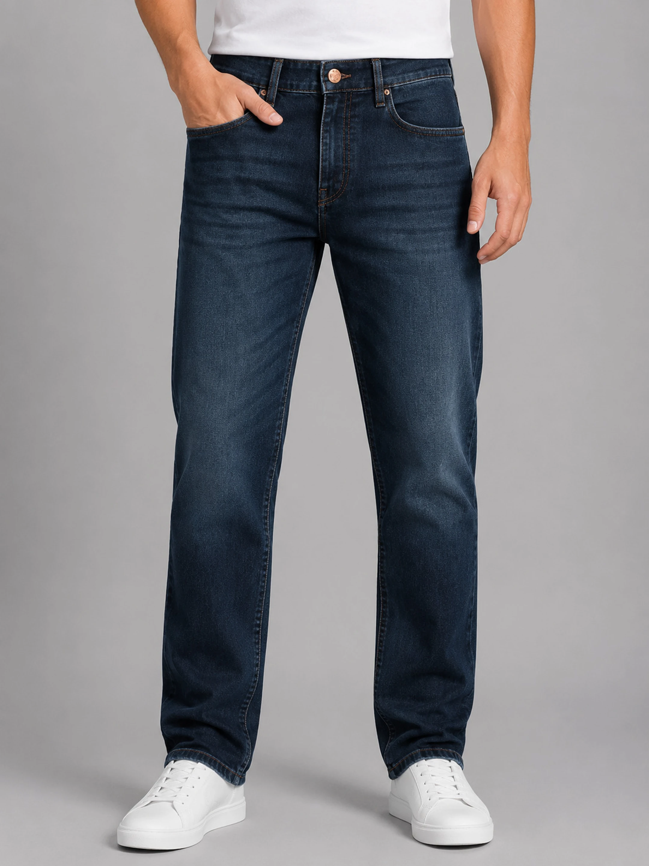 Men Regular Mid Rise Blue Jeans