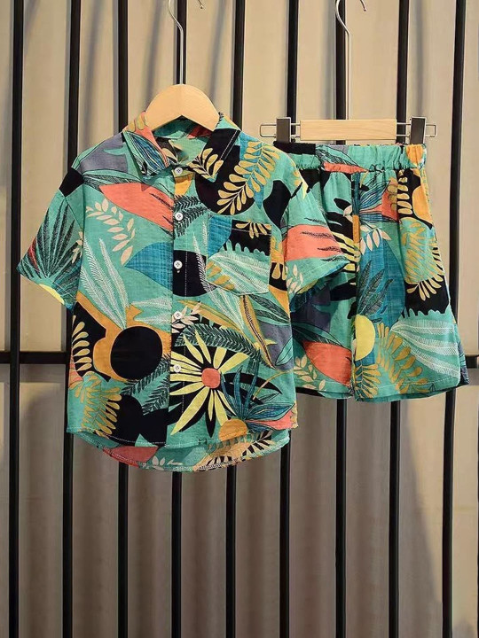 Boys Printed Shirt with Shorts