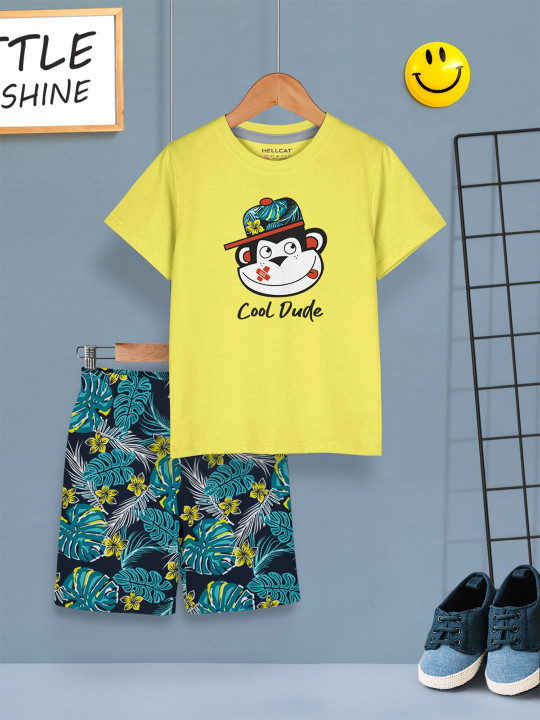 Boys Printed T-Shirt With Shorts