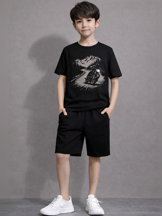Boys Printed T-shirt with Shorts 02