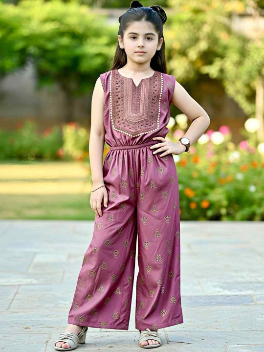 Girls Printed Basic Jumpsuit