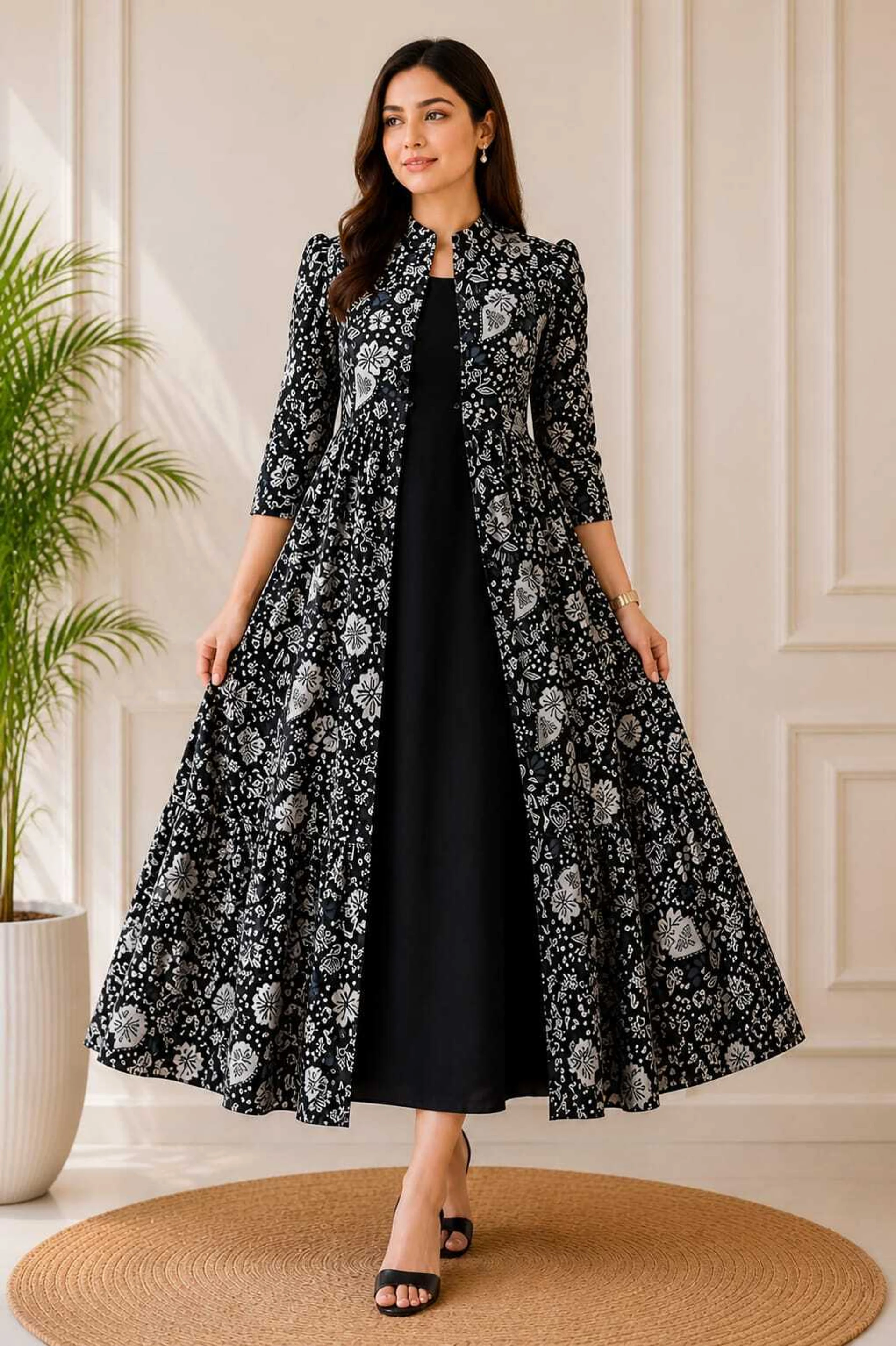 Women Fit and Flare Black Ankle Length Dress